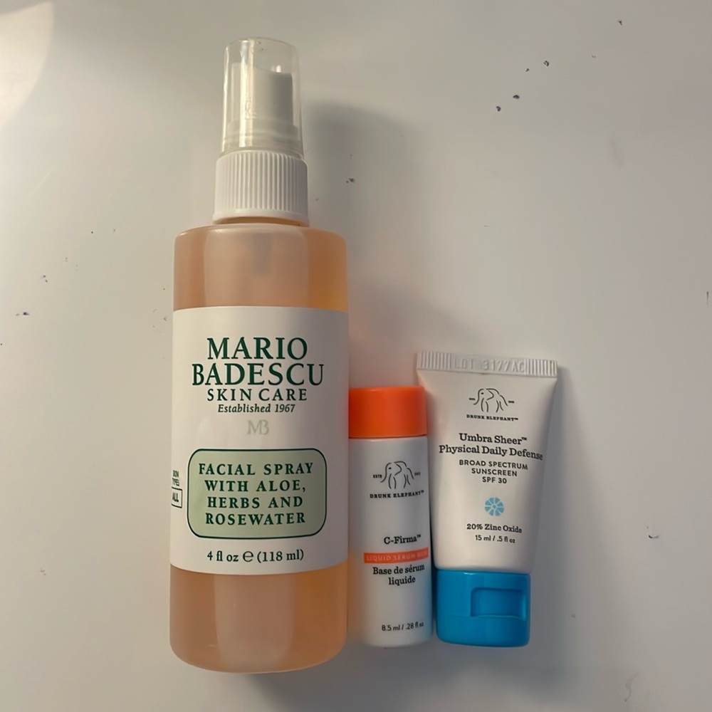 ⭐️SALE⭐️ mario badescu spray, mini drunkelephant umbra sunscreen c-firma sérum